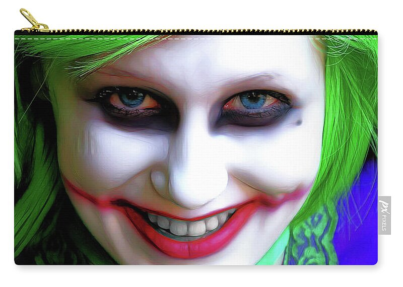 Joker Zip Pouch featuring the photograph Portrait Of A Joker by Jon Volden