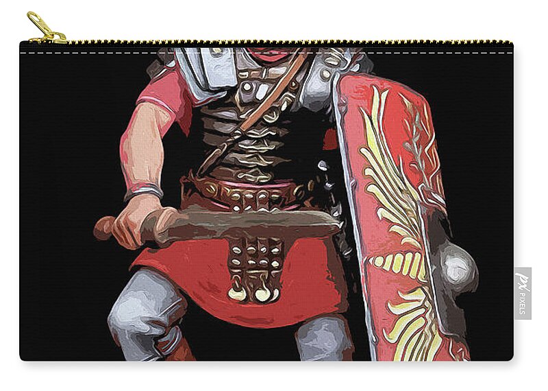Roman Legion Zip Pouch featuring the painting Portrait of a Roman Legionary - 07 by AM FineArtPrints