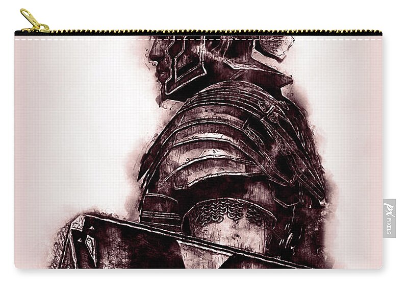 Roman Legion Zip Pouch featuring the painting Portrait of a Roman Legionary - 33 by AM FineArtPrints
