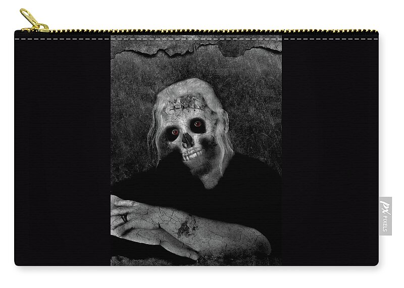 Portrait Zip Pouch featuring the photograph Portrait of a Zombie by Amber Flowers