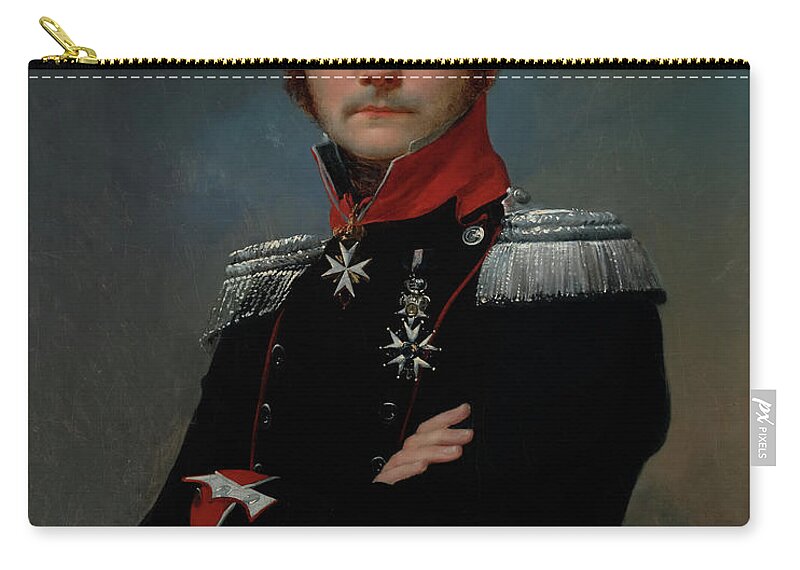 Art Zip Pouch featuring the painting Portrait of Charles-Louis Regnault, An Officer from the Napoleon by Mountain Dreams