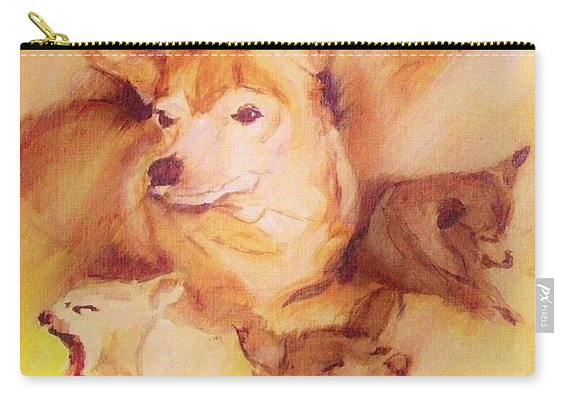 Dog Zip Pouch featuring the painting Portrait Of Chi Chi by Denise F Fulmer