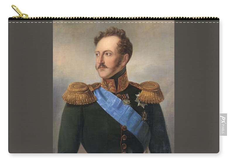 Julie Wilhelmine Hagen-schwarz (russian Zip Pouch featuring the painting Portrait of Emperor Nikolai by MotionAge Designs