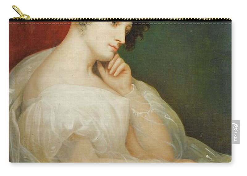 Ary Scheffer ; Portrait Of Marie-jos�phine Souham Zip Pouch featuring the painting Portrait Of Marie Josphine by MotionAge Designs