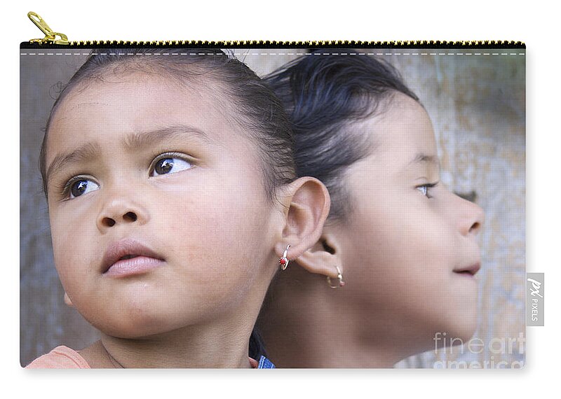 Portrait Zip Pouch featuring the photograph Portrait of Two Panama Girls by Heiko Koehrer-Wagner