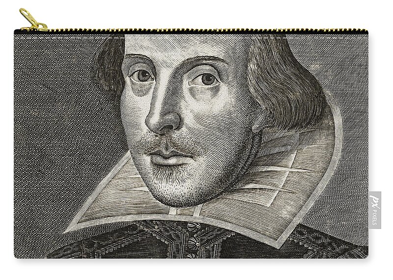 William Zip Pouch featuring the painting Portrait of William Shakespeare by Martin the elder Droeshout