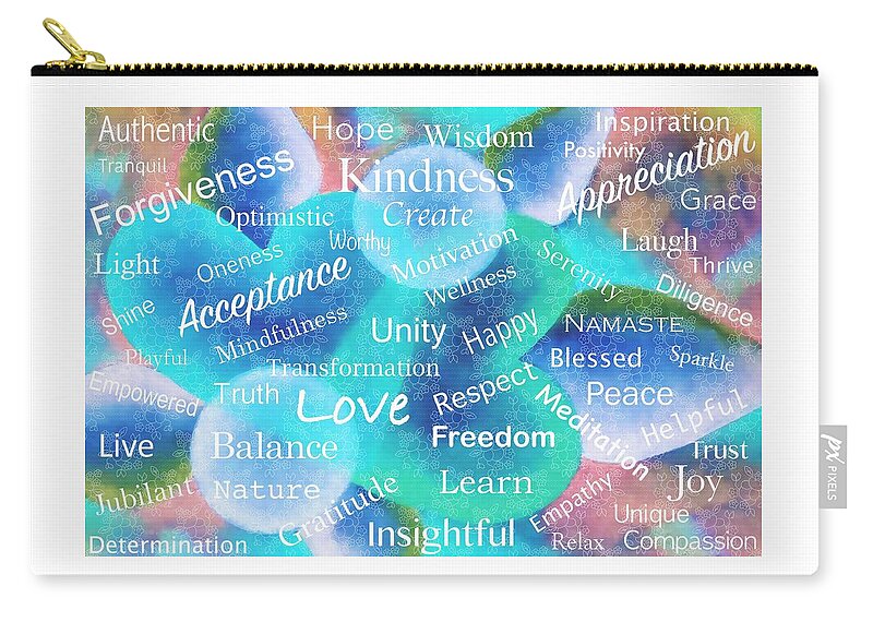Positive Affirmations Zip Pouch featuring the mixed media Positive Affirmations by Laurie's Intuitive