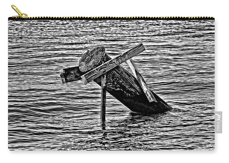 Bayou Zip Pouch featuring the photograph Post in the Bayou by Maggy Marsh