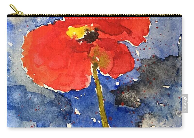 Poppy Zip Pouch featuring the painting Postcard Poppy by Bonny Butler