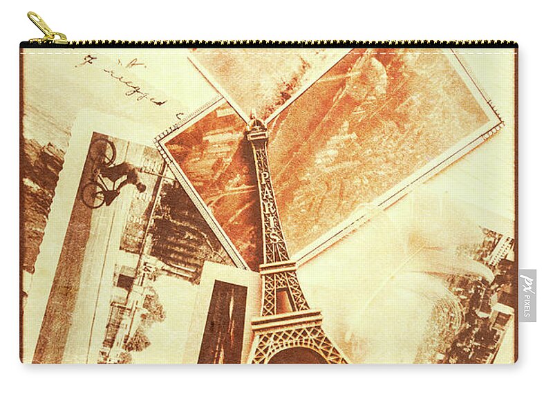 Paper Zip Pouch featuring the photograph Postcards and letters from the city of love by Jorgo Photography