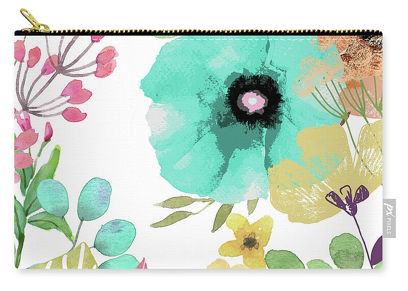 Poppies Zip Pouch featuring the painting Posy II by Mindy Sommers