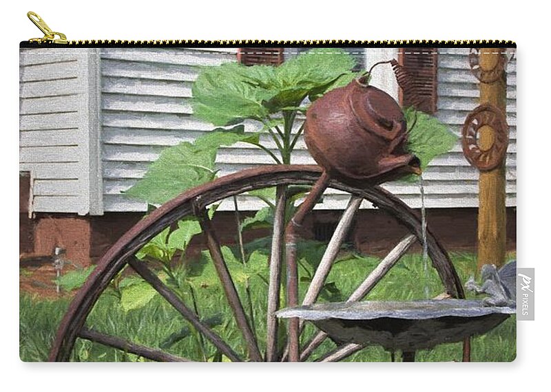 Fountain Zip Pouch featuring the photograph Pouring Out the Past by Benanne Stiens
