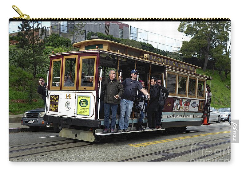 Cable Car Zip Pouch featuring the photograph Powell and Market Street Trolley by Steven Spak