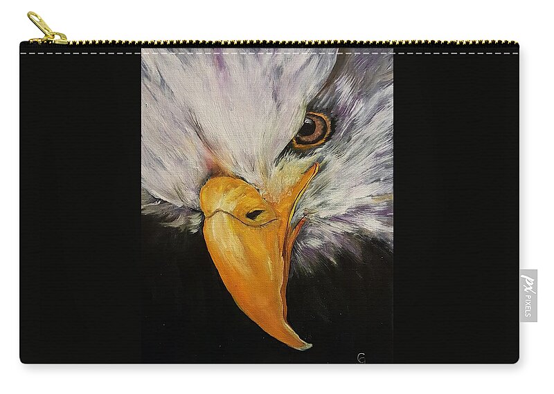 Bald Eagle Zip Pouch featuring the painting Power and Strength  64 by Cheryl Nancy Ann Gordon