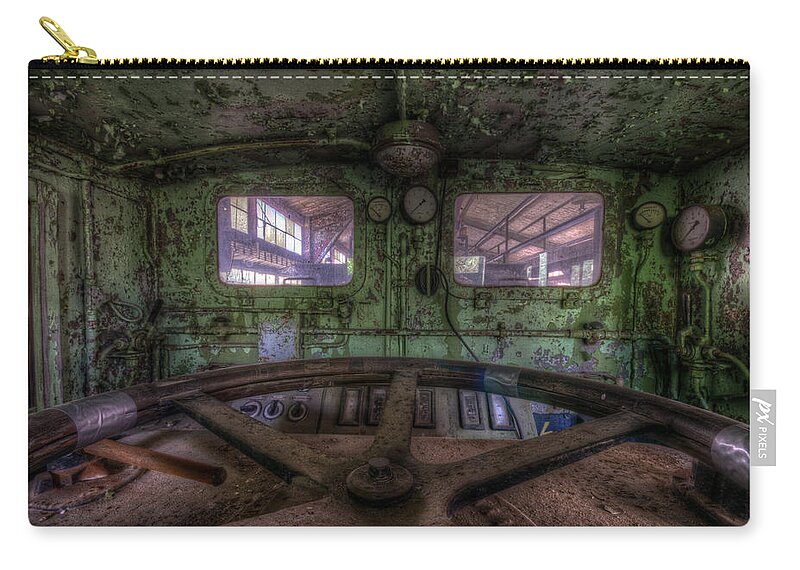 German Zip Pouch featuring the photograph Power station train by Nathan Wright