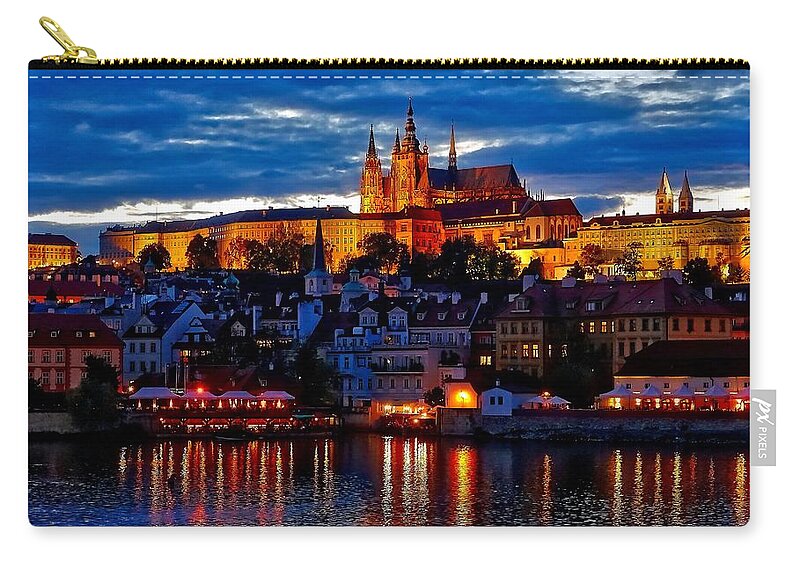 Vltava River Zip Pouch featuring the photograph Prague Castle In The Evening by Rick Rosenshein