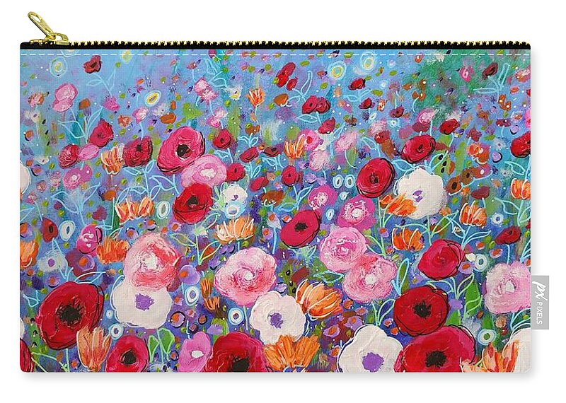 Prancing Zip Pouch featuring the painting Prancing With Passion by Teresa Fry