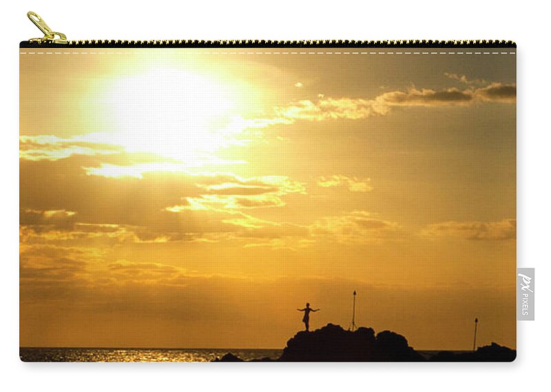 Cliff Diving Zip Pouch featuring the photograph Prayer before Dive by Anthony Jones