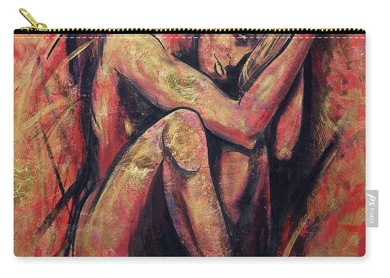 Precious Metals Iv Zip Pouch featuring the painting Precious Metals IV by Debi Starr