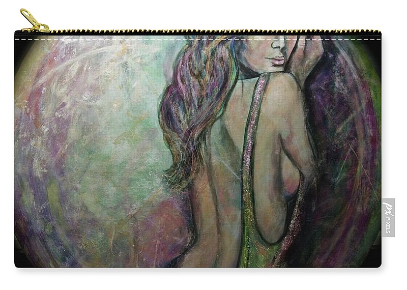 Precious Metals Zip Pouch featuring the painting Precious Metals, Jade by Debi Starr