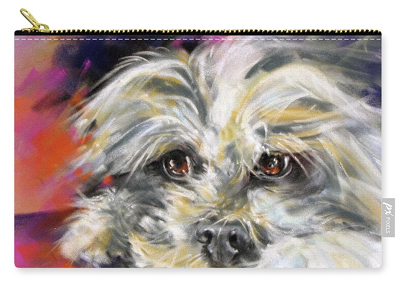 Animal Zip Pouch featuring the painting 'Precious' by Rae Andrews