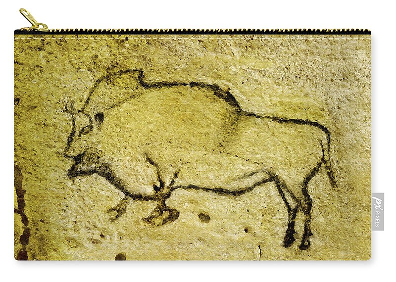 Bison Carry-all Pouch featuring the digital art Prehistoric Bison 1- La Covaciella by Weston Westmoreland