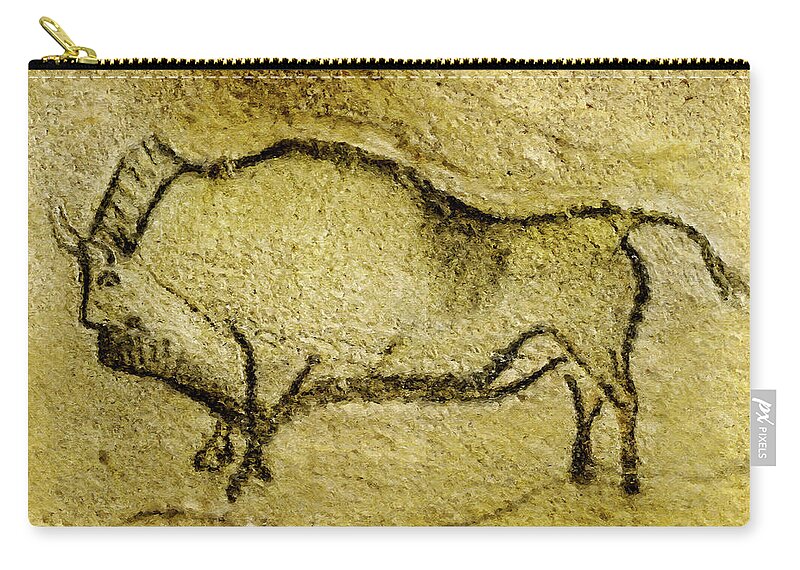 Bison Carry-all Pouch featuring the digital art Prehistoric Bison 2 - La Covaciella by Weston Westmoreland