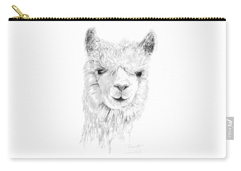 Llama Art Zip Pouch featuring the drawing Prescott by Kristin Llamas