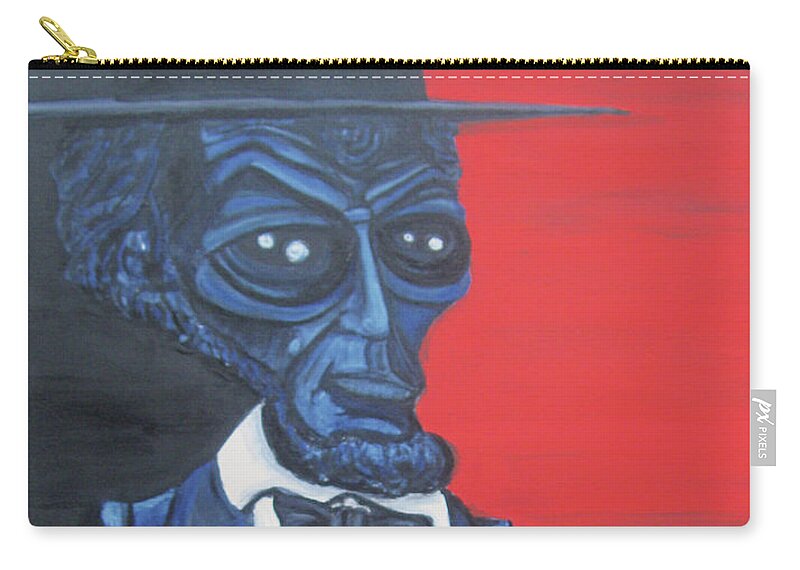 President Lincoln Zip Pouch featuring the painting President Alienham Lincoln by Similar Alien