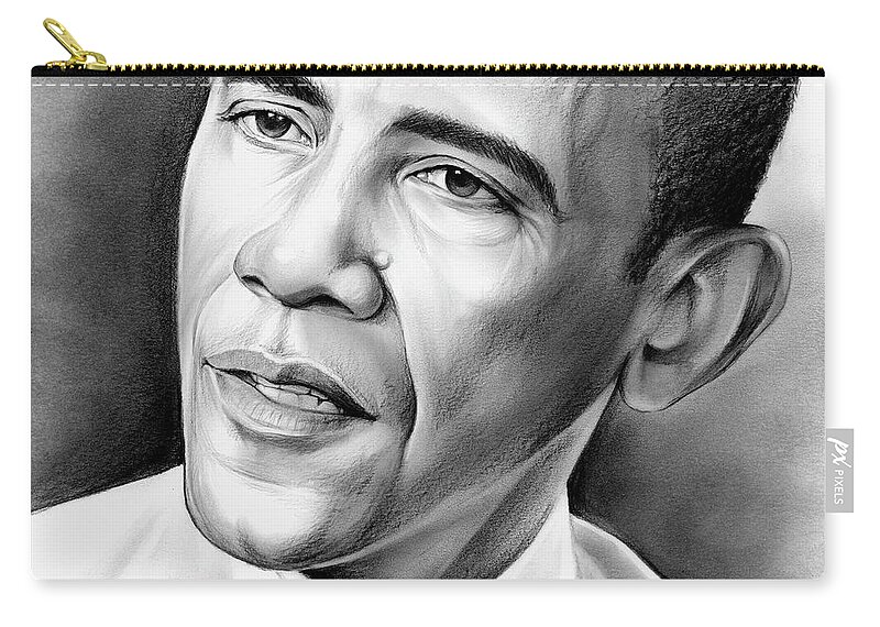 President Zip Pouch featuring the drawing President Barack Obama by Greg Joens