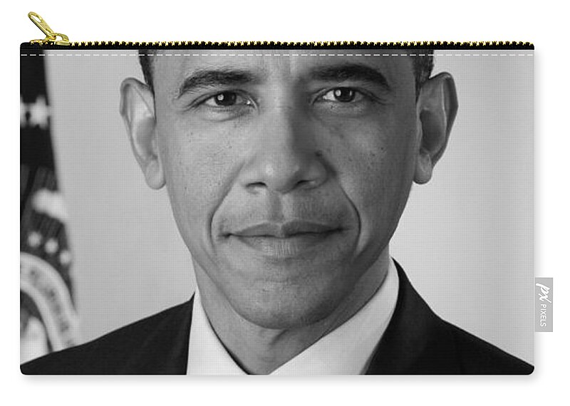 Obama Zip Pouch featuring the photograph President Barack Obama - Official Portrait by War Is Hell Store