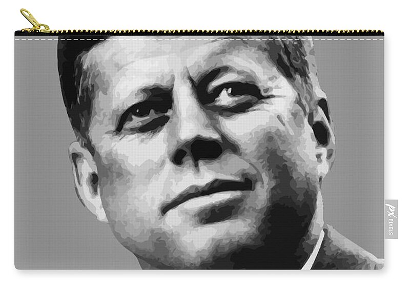 John Kennedy Zip Pouch featuring the painting President Kennedy by War Is Hell Store