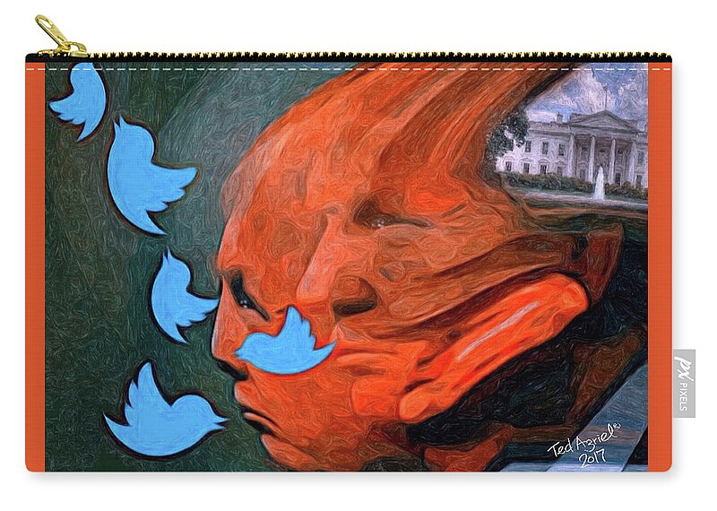 Painting Zip Pouch featuring the digital art President of Twitter by Ted Azriel