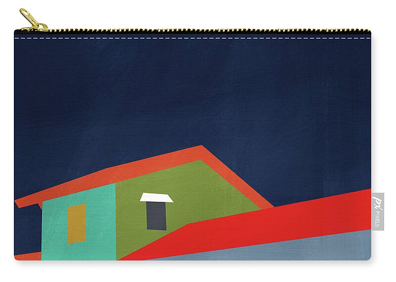 Houses Zip Pouch featuring the mixed media Presidio- Art by Linda Woods by Linda Woods