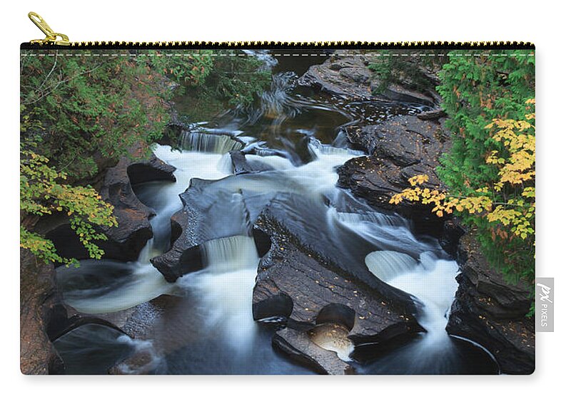 Porcupine Mountains And Upper Peninsula Zip Pouch featuring the photograph Presque Isle River by Paul Schultz