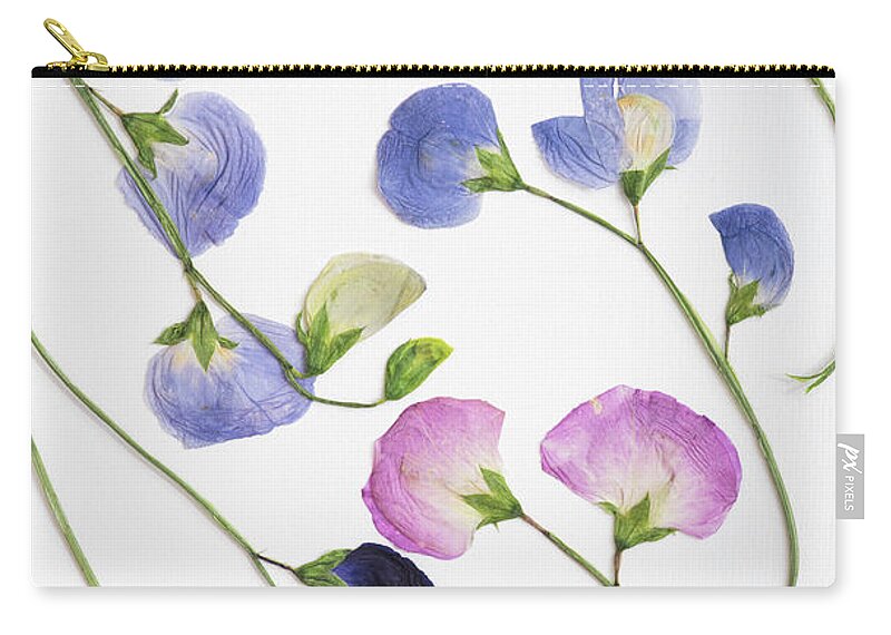 Pressed Zip Pouch featuring the photograph Pressed Sweet Peas by Tim Gainey