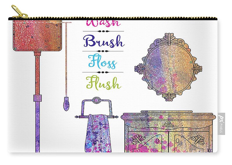 Bath Zip Pouch featuring the painting Pretty Bath-JP3544 by Jean Plout