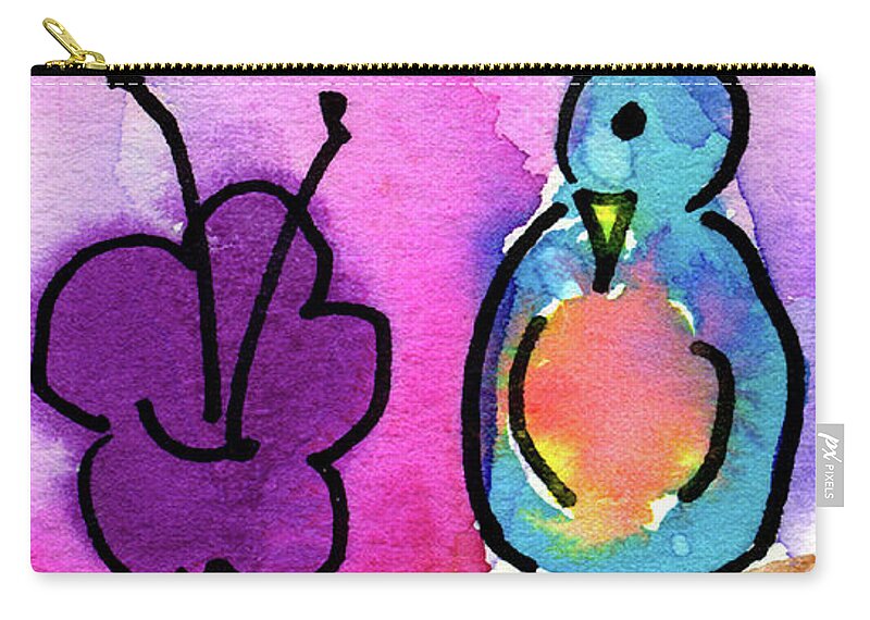 Art By Kids Zip Pouch featuring the painting Pretty Bird by Jessie Abrams Age Twelve