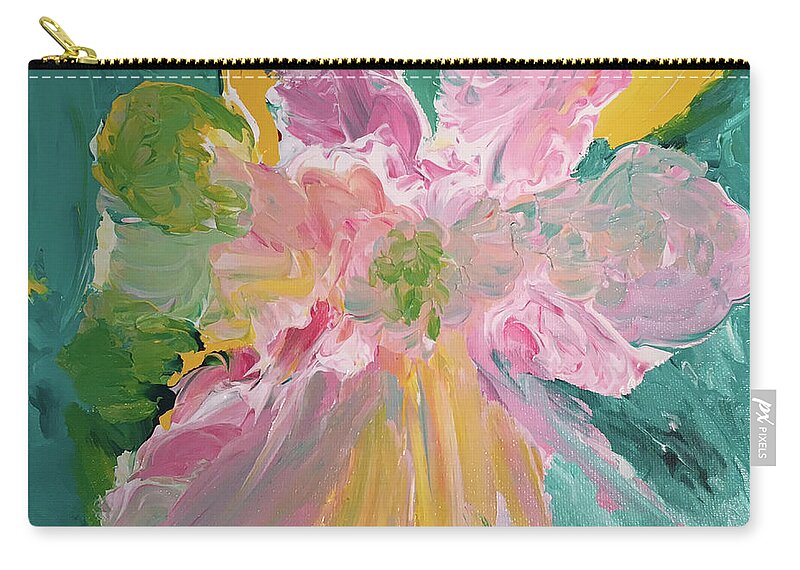 Pinks Zip Pouch featuring the painting Pretty in Pastels by Karen Nicholson
