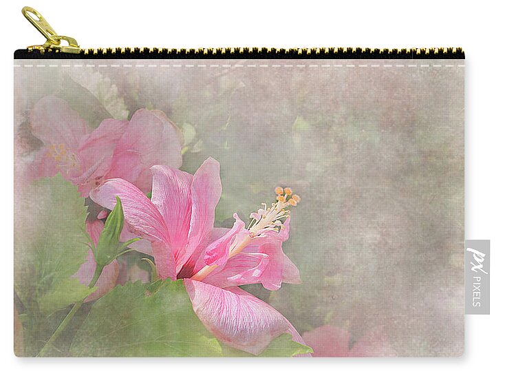 Flower Zip Pouch featuring the digital art Pretty Pink Hibiscus by Michele A Loftus