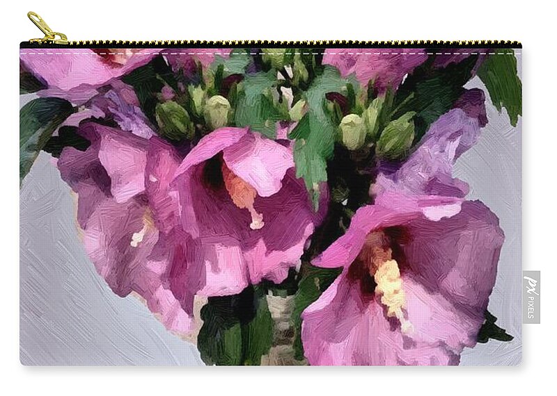 Flowers Zip Pouch featuring the painting Pretty Pink Ladies by RC DeWinter