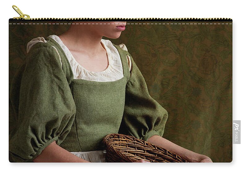 Tudor Zip Pouch featuring the photograph Pretty Tudor Servant Girl by Lee Avison