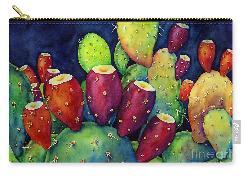 Cactus Zip Pouch featuring the painting Prickly Pear by Hailey E Herrera