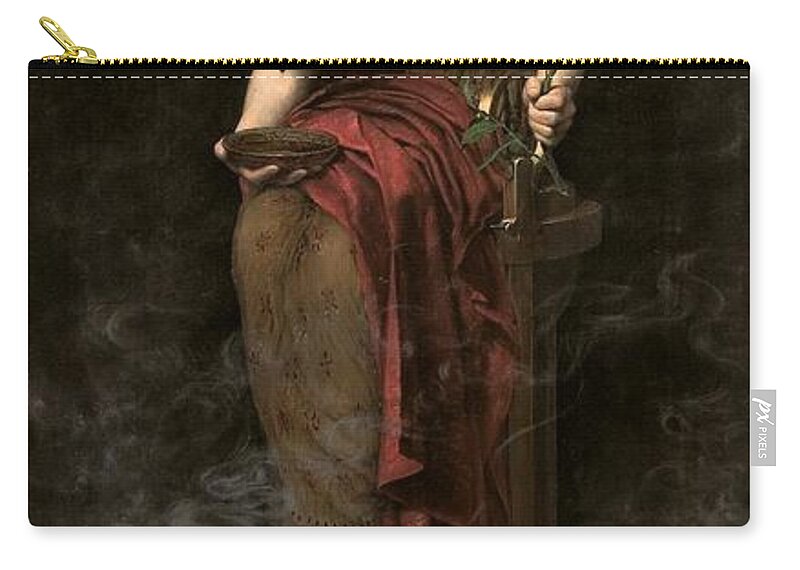 Portrait Zip Pouch featuring the painting Priestess of Delphi by John Collier