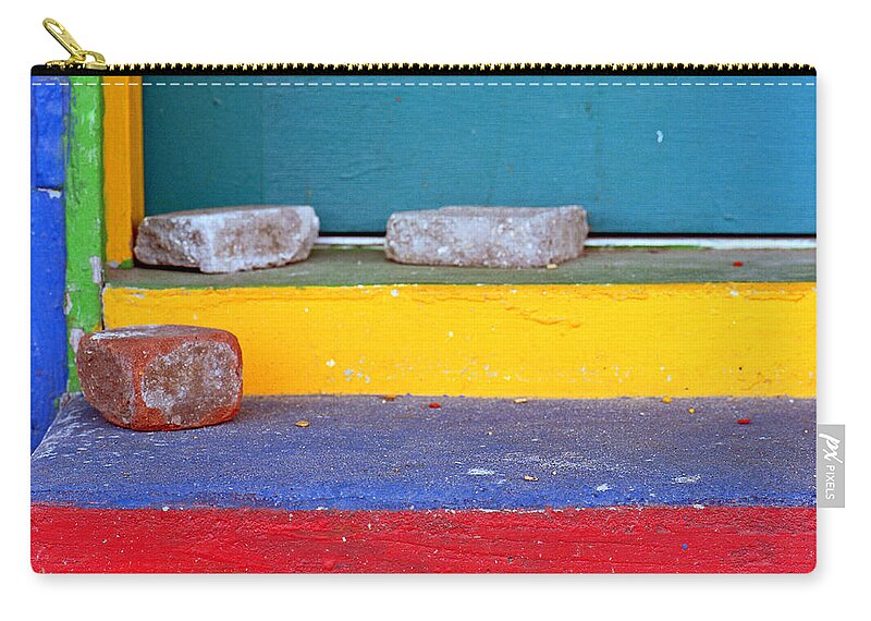 Red Zip Pouch featuring the photograph Primary Colored Doorstep by John Harmon