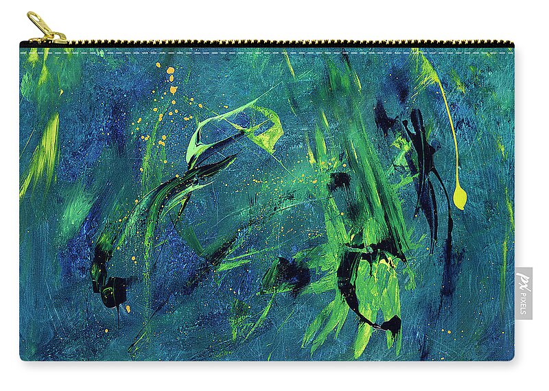 Primordial Zip Pouch featuring the painting Primordial Soup by Joe Loffredo