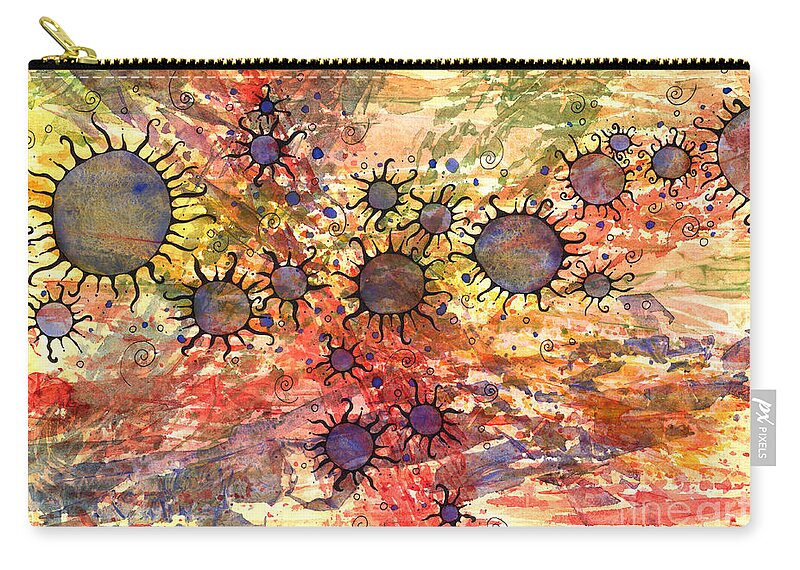Artoffoxvox Zip Pouch featuring the mixed media Primordial Suns by Kristen Fox