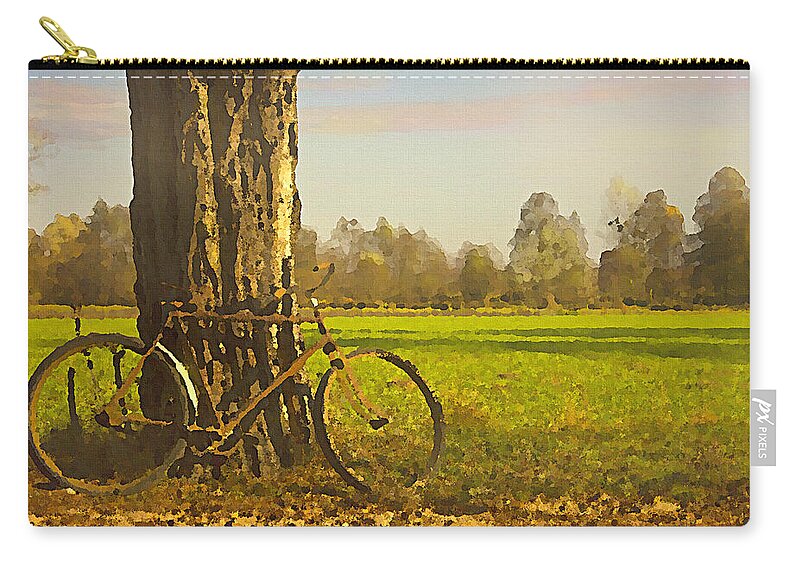 Landscape Zip Pouch featuring the mixed media Private Parking by Shelli Fitzpatrick