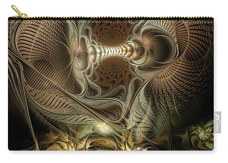 Abstract Zip Pouch featuring the digital art Probing Deception by Casey Kotas