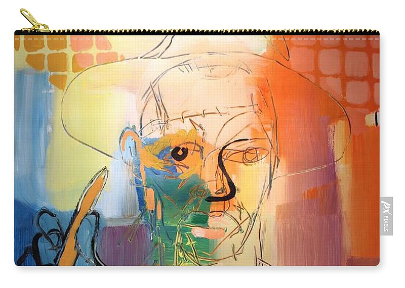 Expressive Zip Pouch featuring the painting Processing by Aort Reed